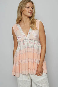 POL Floral V-Neck Sleeveless Peplum Blouse - Brittney MADE