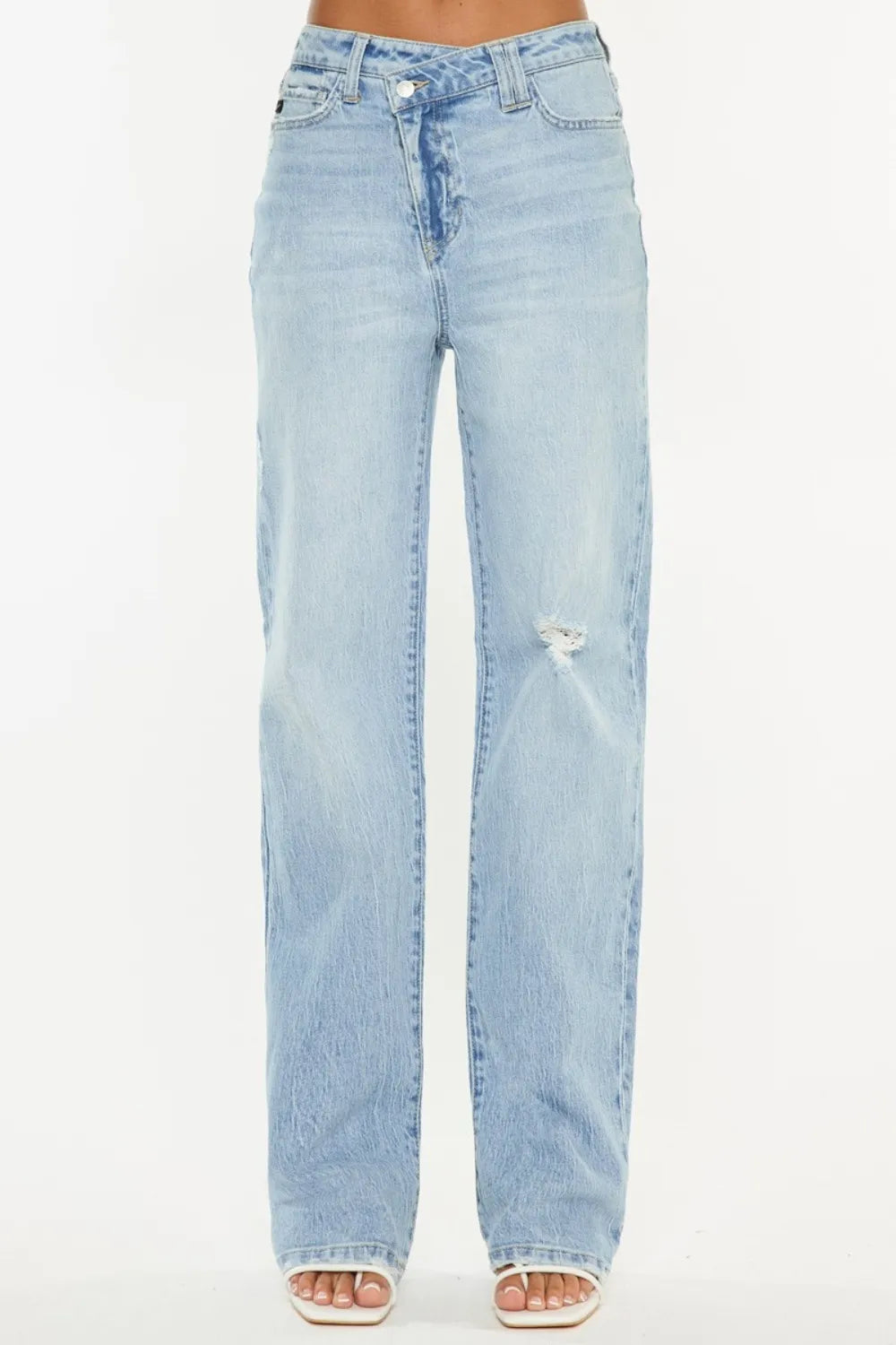 Kancan Distressed High Waist Straight Jeans - Brittney MADE