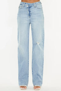 Kancan Distressed High Waist Straight Jeans - Brittney MADE