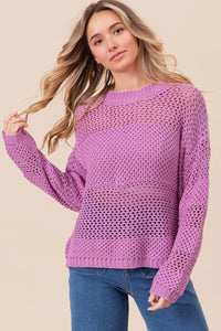BiBi Openwork Long Sleeve Knit Top - Brittney MADE