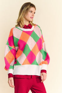 Davi & Dani Exposed Seam Color Block Dropped Shoulder Sweater - Brittney MADE