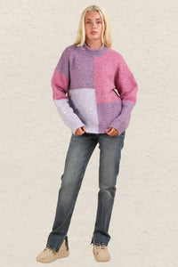 VERY J Color Block Mock Neck Drop Shoulder Sweater - Brittney MADE