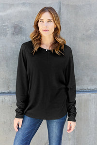 Double Take Full Size Round Neck Long Sleeve T-Shirt - Brittney MADE