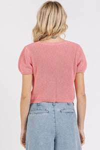 Mittoshop V-Neck Short Sleeve Crop Sweater - Brittney MADE
