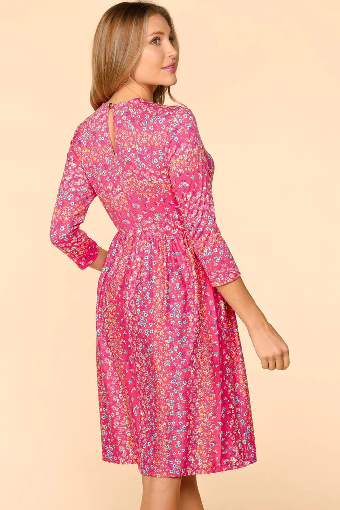 Haptics Round Neck Floral Dress with Pockets - Brittney MADE
