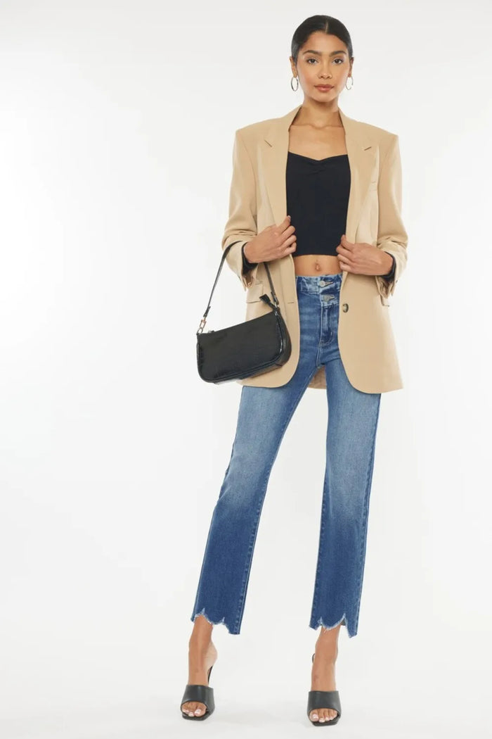Kancan High Rise Wide Waistband Slim Straight Jeans - Brittney MADE