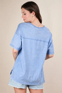 VERY J Mineral Washed V-Neck T-Shirt - Brittney MADE