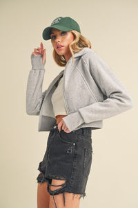 Aemi + Co Zip Up Raglan Sleeve Cropped Hoodie - Brittney MADE