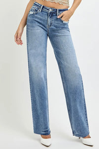 RISEN Full Size High Rise Straight Leg Jeans with Pockets - Brittney MADE