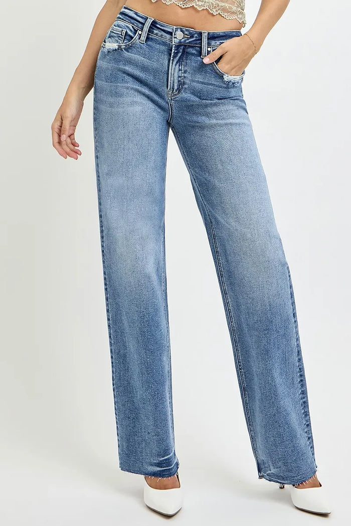RISEN Full Size High Rise Straight Leg Jeans with Pockets - Brittney MADE