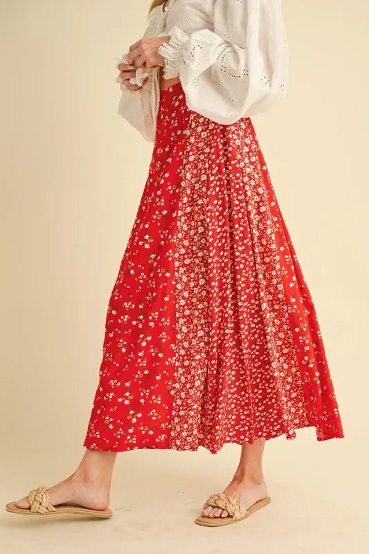Aemi + Co Floral Elastic Waist Maxi Skirt - Brittney MADE