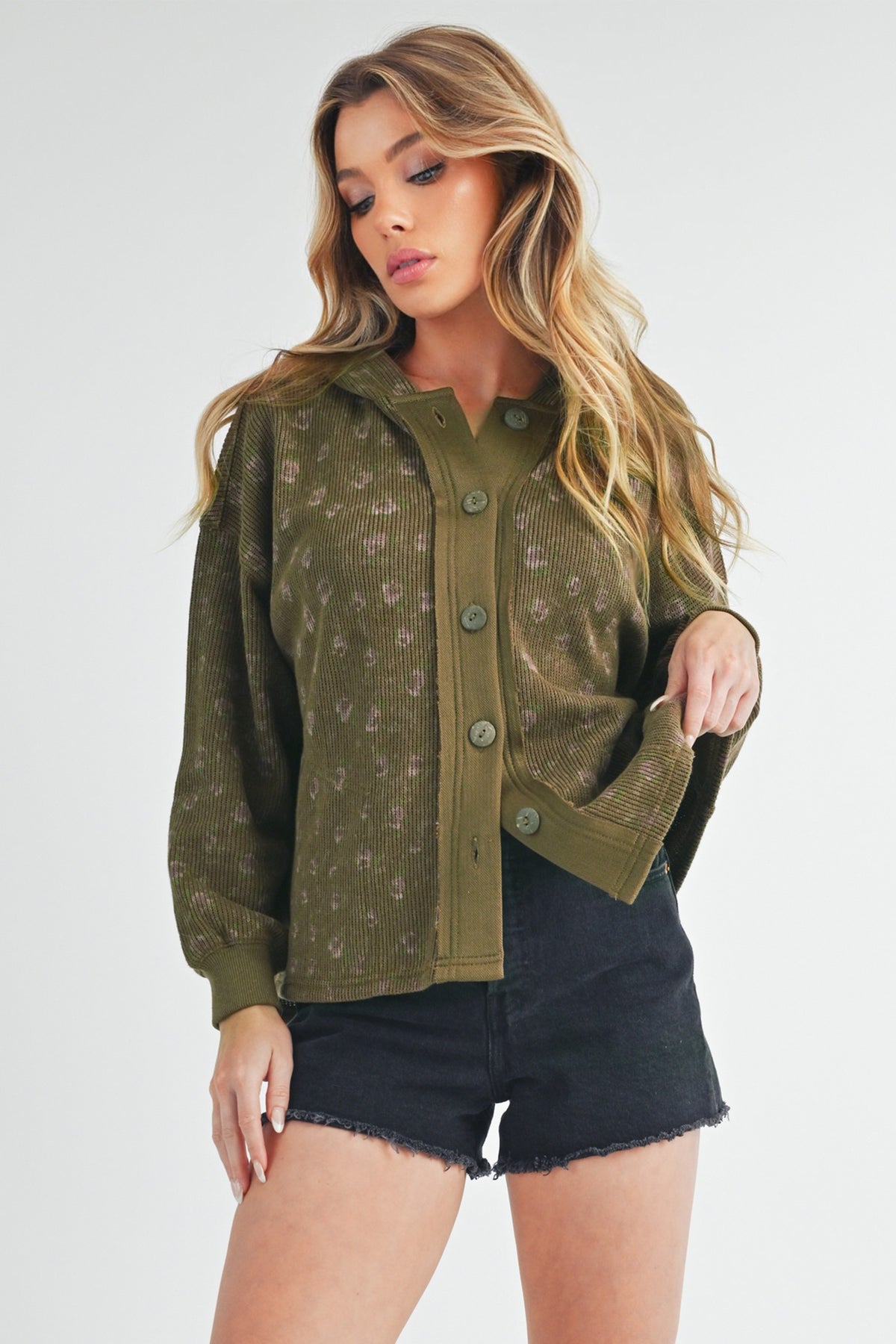 Aemi + Co Floral Button Up Hooded Jacket - Brittney MADE