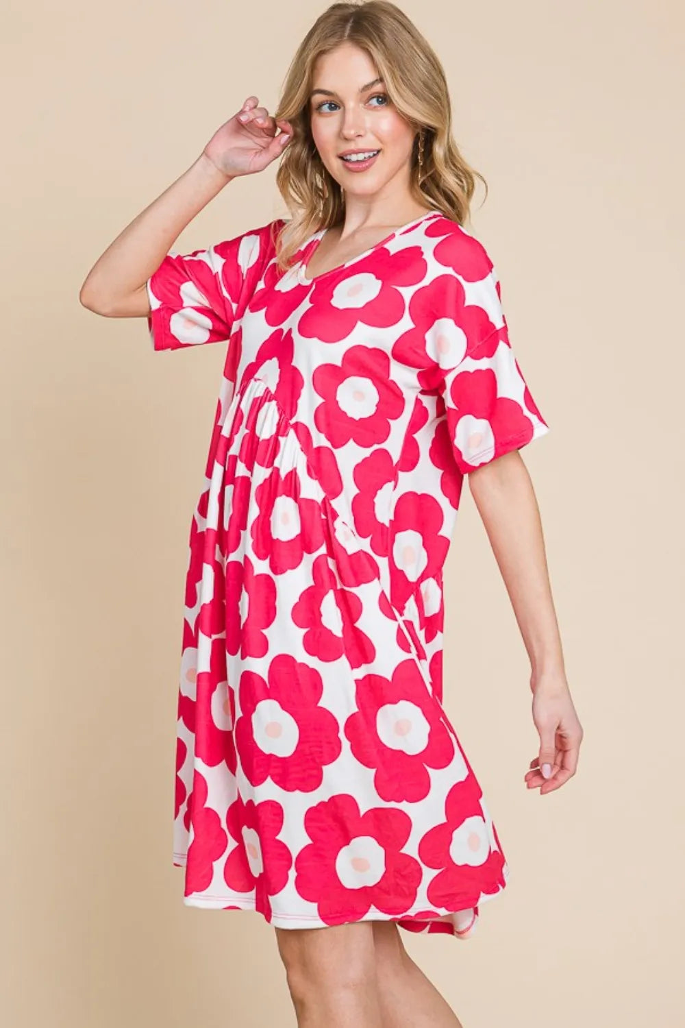 BOMBOM Flower Print Ruched Dress - Brittney MADE