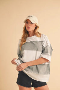 Aemi+Co Color Block Round Neck Short Sleeve T-Shirt - Brittney MADE
