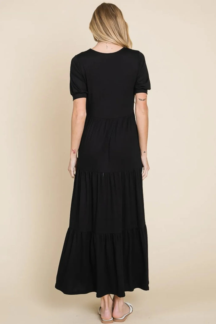 BOMBOM Short Sleeve Tiered Maxi Dress - Brittney MADE
