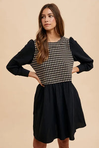 Annie Wear Tie Back Plaid Round Neck Mini Dress - Brittney MADE