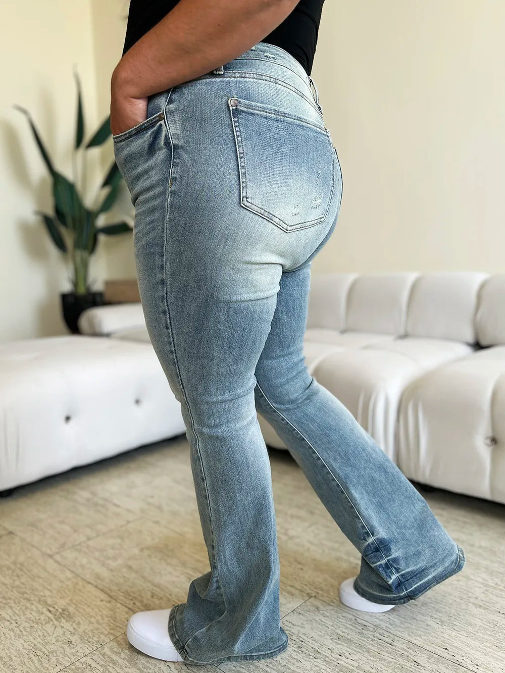 Judy Blue Full Size Mid Rise Flare Jeans - Brittney MADE