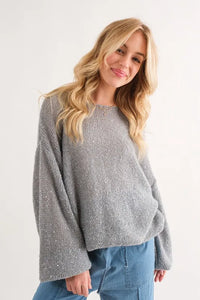 And The Why Sequined Light Weight Pullover Sweater - Brittney MADE