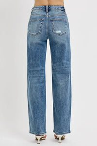 RISEN Full Size Distressed Wide Leg Jeans Plus Size - Brittney MADE