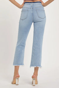 RISEN Full Size High Rise Raw Edge Crop Jeans - Brittney MADE