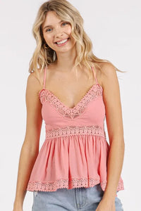 Mittoshop Crisscross Back Lace Detail V-Neck Cami - Brittney MADE