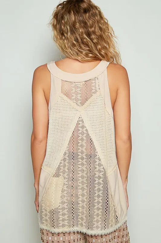 POL Lace Up Crochet Lace Tank - Brittney MADE