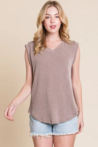BOMBOM Rib Knit V-Neck Tank - Brittney MADE