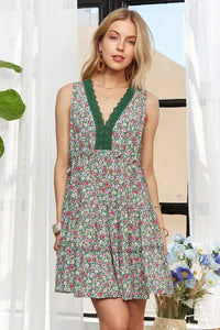ADORA Lace Detail V-Neck Sleeveless Mini Dress - Brittney MADE