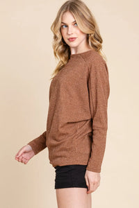 BOMBOM Drop Shoulder Long Sleeve Knit Top - Brittney MADE