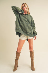 Aemi + Co Exposed Seam Side Slit Hoodie with Kangaroo Pocket - Brittney MADE