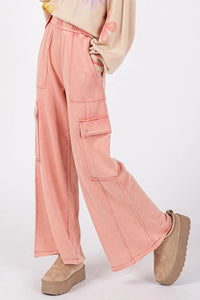 SAGE + FIG Knit Terry Mineral Wash Wide Leg Pants - Brittney MADE