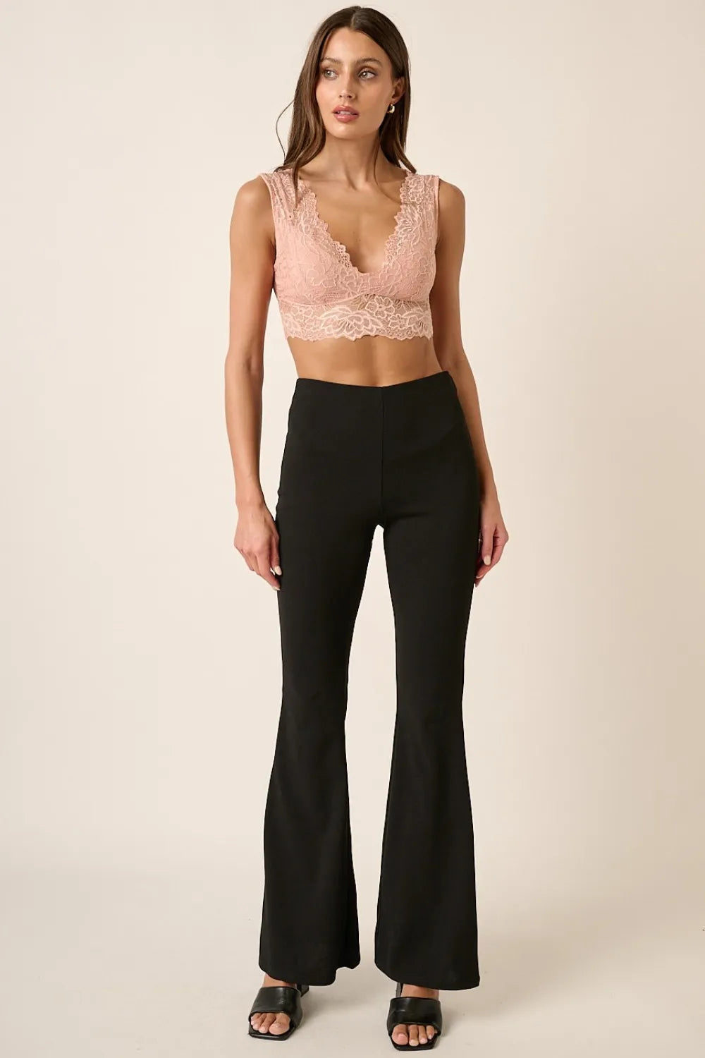 Mittoshop Crepe Knit Elastic Waist Flare Leg Pants - Brittney MADE
