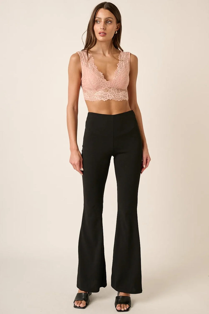 Mittoshop Crepe Knit Elastic Waist Flare Leg Pants - Brittney MADE