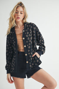 Aemi + Co Floral Button Up Hooded Jacket - Brittney MADE