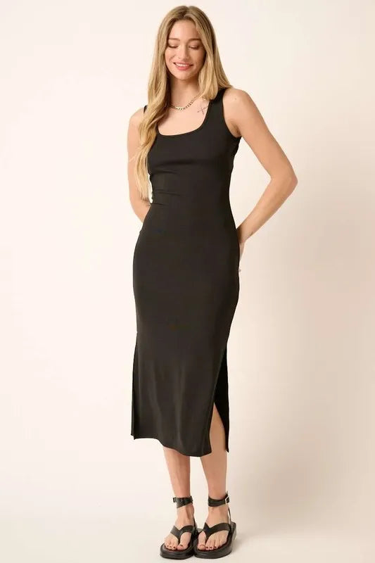 Mittoshop Side Slit Wide Strap Midi Tank Dress - Brittney MADE