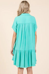 Mittoshop Linen Blend Button Down Shirt Mini Dress - Brittney MADE