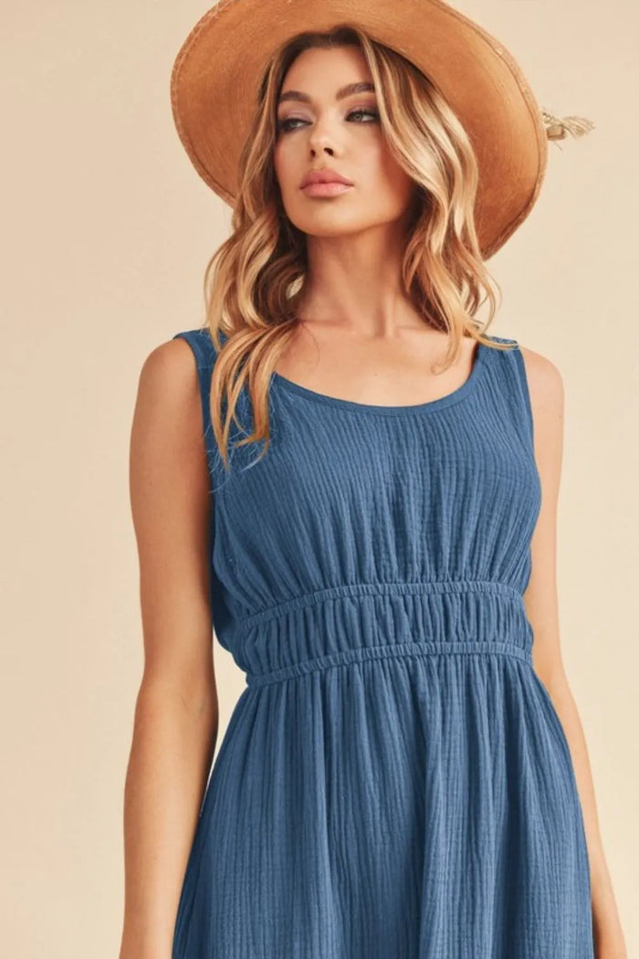 Aemi + Co Side Slit Round Neck Sleeveless Tank Dress - Brittney MADE