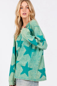 SAGE + FIG Mineral Wash Star Pattern T-Shirt - Brittney MADE
