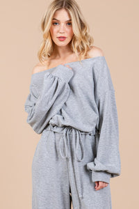 Ces Femme Boat Neck Long Sleeve Drawstring Jumpsuit - Brittney MADE