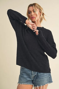 Aemi + Co Round Neck Drop Shoulder Knit Top - Brittney MADE