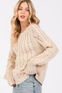 SAGE + FIG Cable-Knit Long Sleeve Sweater - Brittney MADE