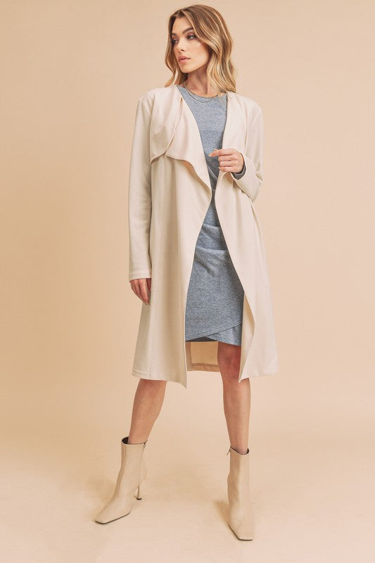 Aemi + Co Open Front Long Sleeve Longline Coat - Brittney MADE