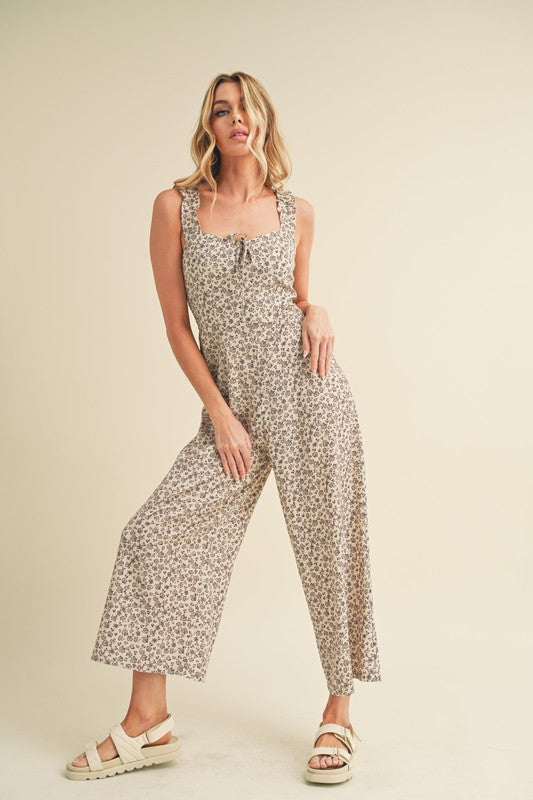 Aemi + Co Floral Sweetheart Neck Wide Leg Jumpsuit - Brittney MADE