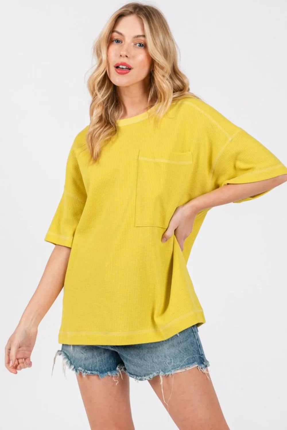 Cesfemme Textured Drop Shoulder T-Shirt - Brittney MADE
