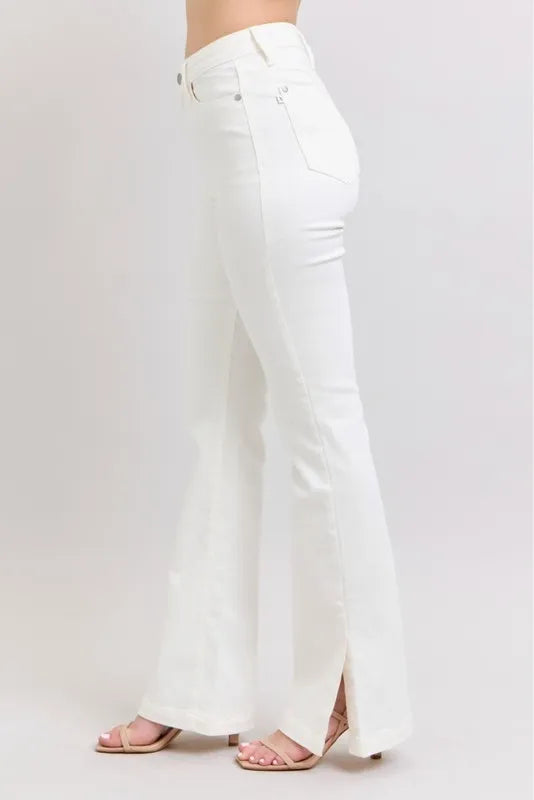 Judy Blue Full Size High Waist Side Slit Slim Bootcut Jeans Plus Size - Brittney MADE
