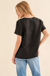And The Why Textured Woven Short Sleeve T-Shirt - Brittney MADE