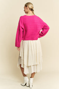 Davi & Dani Diamond Cable Pattern Drop Shoulder Sweater - Brittney MADE