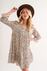 And The Why Leopard Ruffle Hem Woven Mini Dress - Brittney MADE