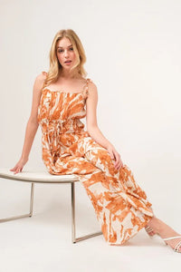And The Why Waist Strings Abstract Print Wide Leg Jumpsuit - Brittney MADE