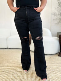 Judy Blue Full Size High Waist Distressed Flare Jeans - Brittney MADE
